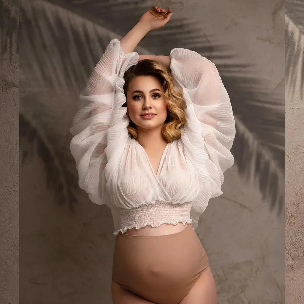 V-Neck Maternity Photography Tops - Stylish Pregnancy Photo Shoot Shirts & Props