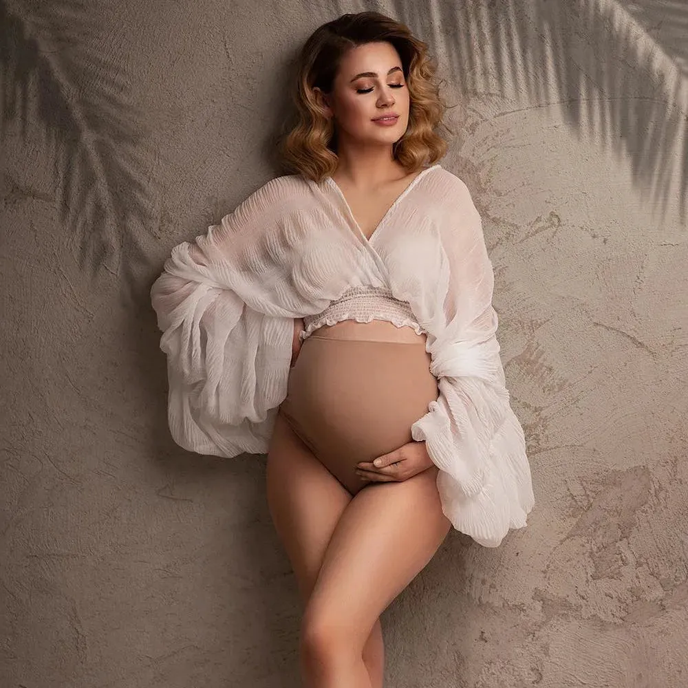 V-Neck Maternity Photography Tops - Stylish Pregnancy Photo Shoot Shirts & Props