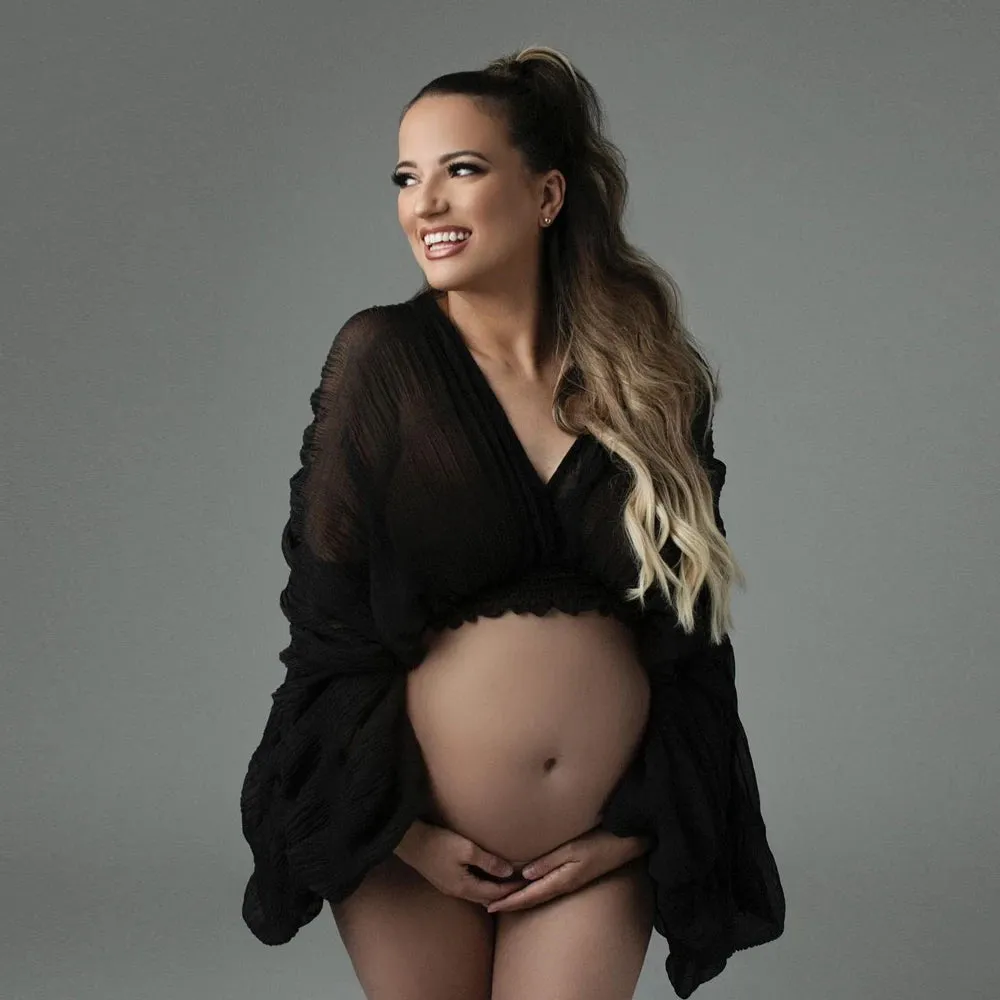 V-Neck Maternity Photography Tops - Stylish Pregnancy Photo Shoot Shirts & Props