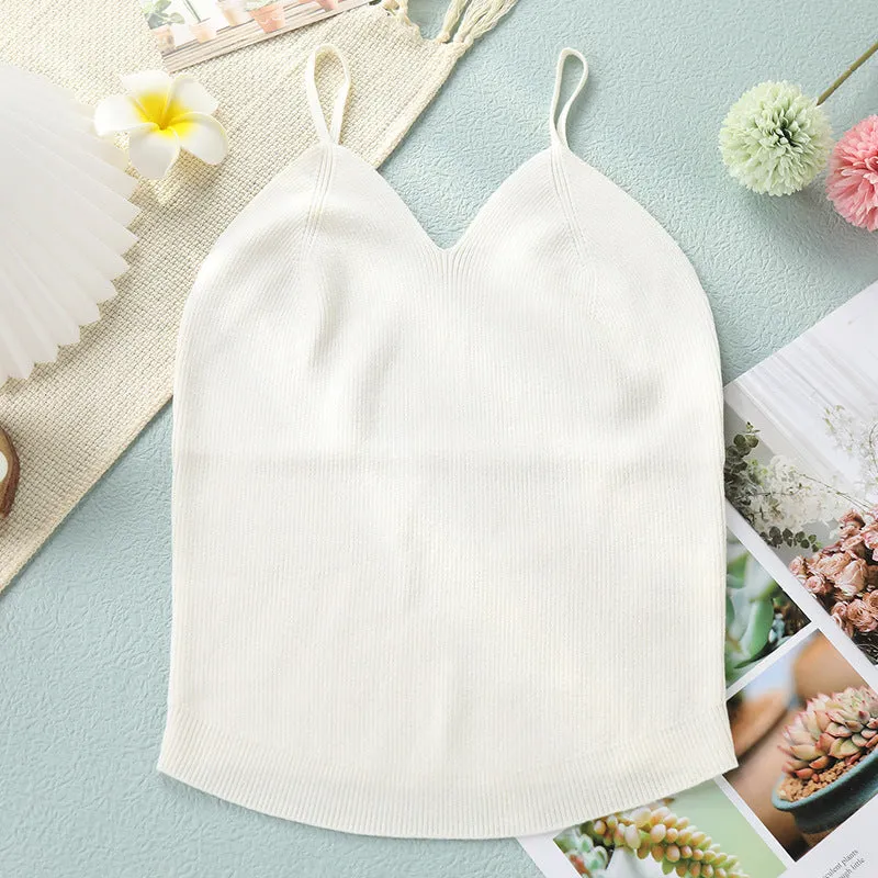 White Tank Tops For Women And Girls Made In Woolen Cotton - Pack Of 1