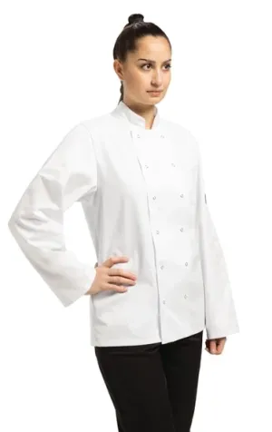 Whites Vegas Chefs Jacket Long Sleeve Polycotton, White, Size XL [A134-XL] (Order in item)