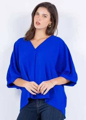 Wide V-Neck S/S Ultra Royal Blue Top