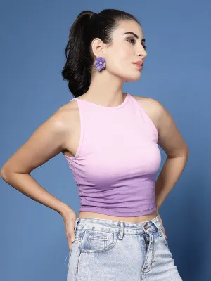 Women Purple Odour Free Sleeveless Crop Top