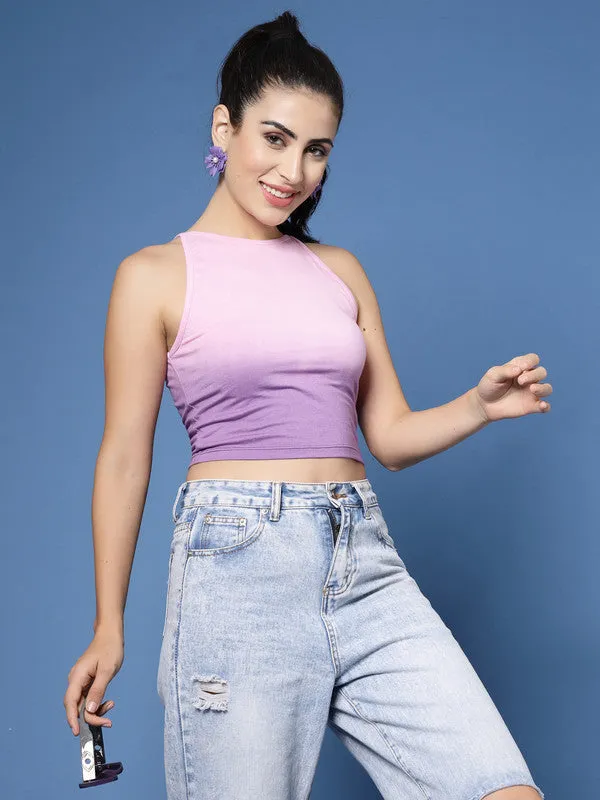 Women Purple Odour Free Sleeveless Crop Top