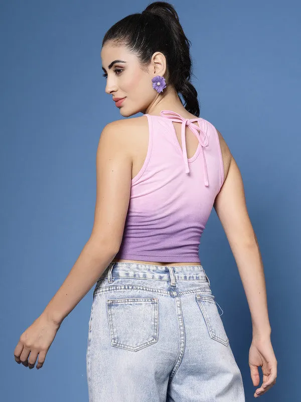Women Purple Odour Free Sleeveless Crop Top