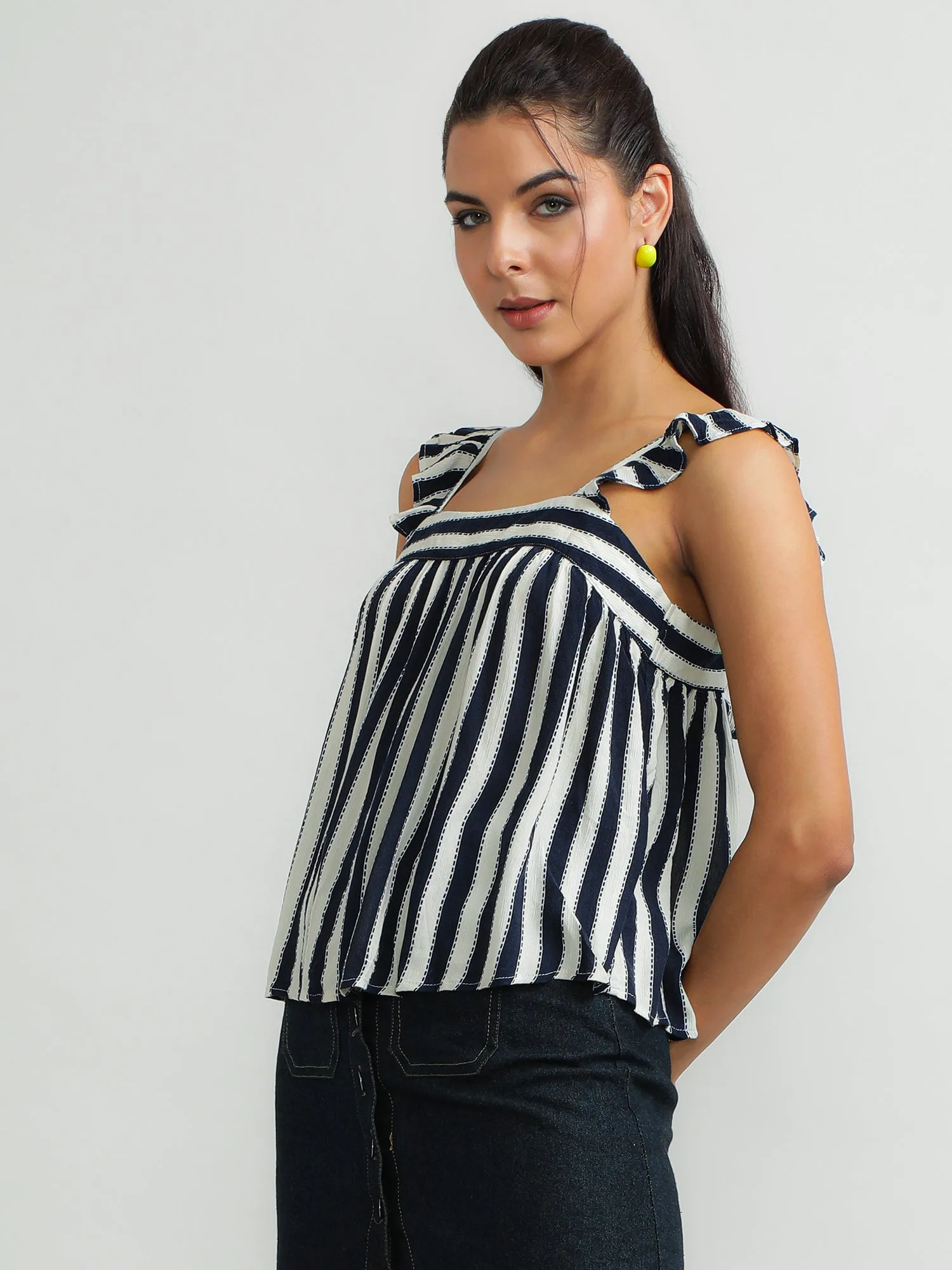 Women Viscose Navy Stylish Top