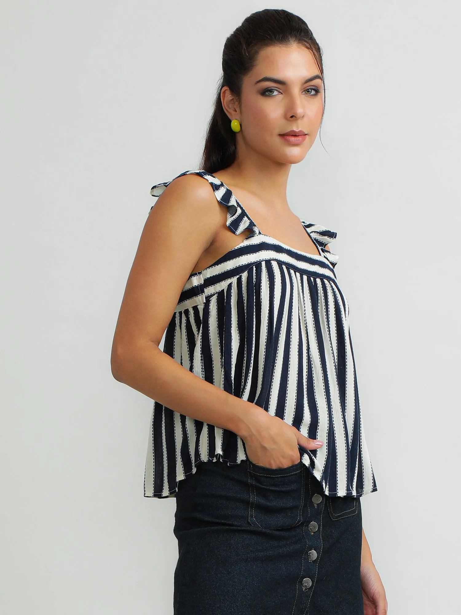 Women Viscose Navy Stylish Top