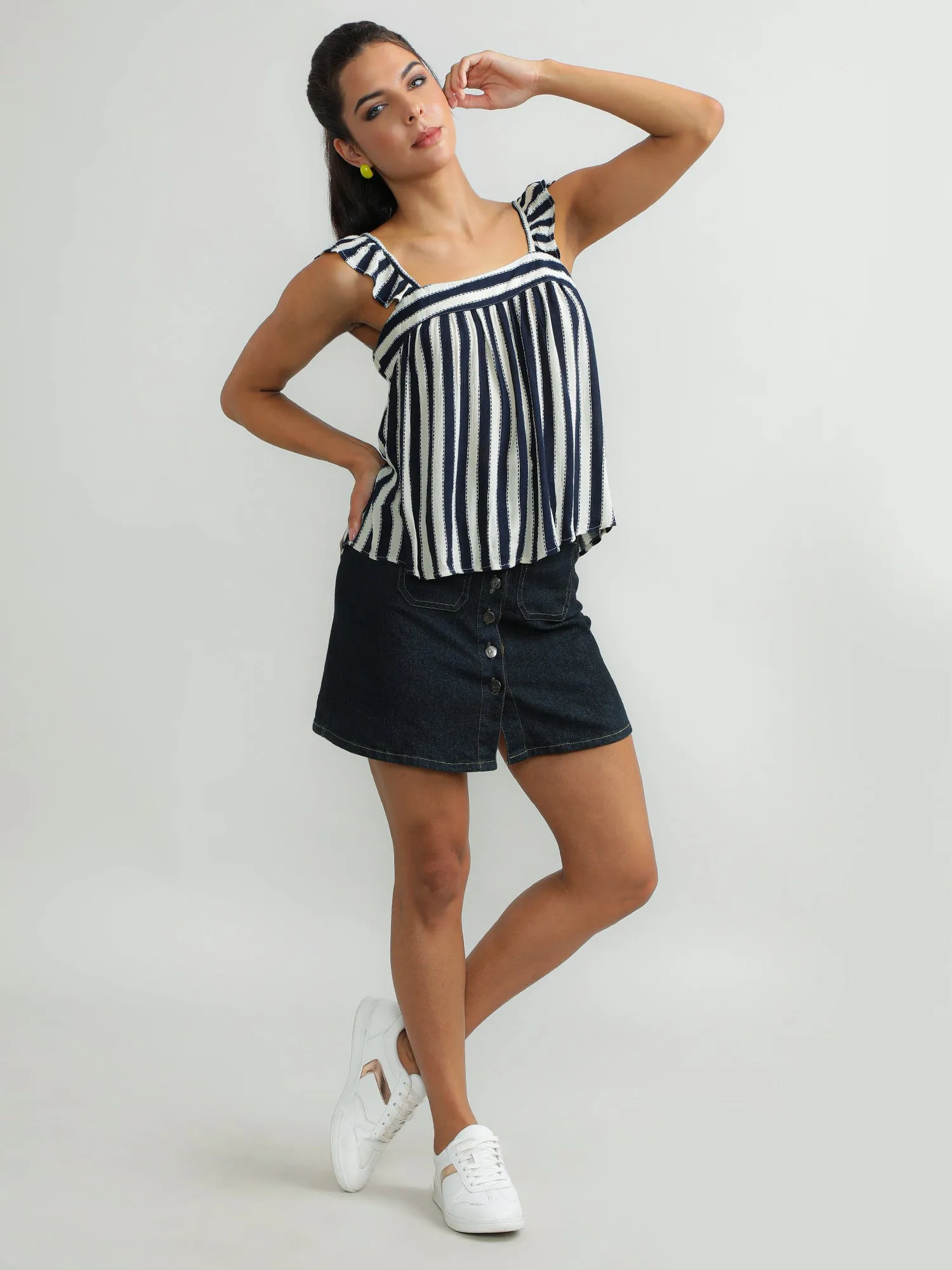 Women Viscose Navy Stylish Top