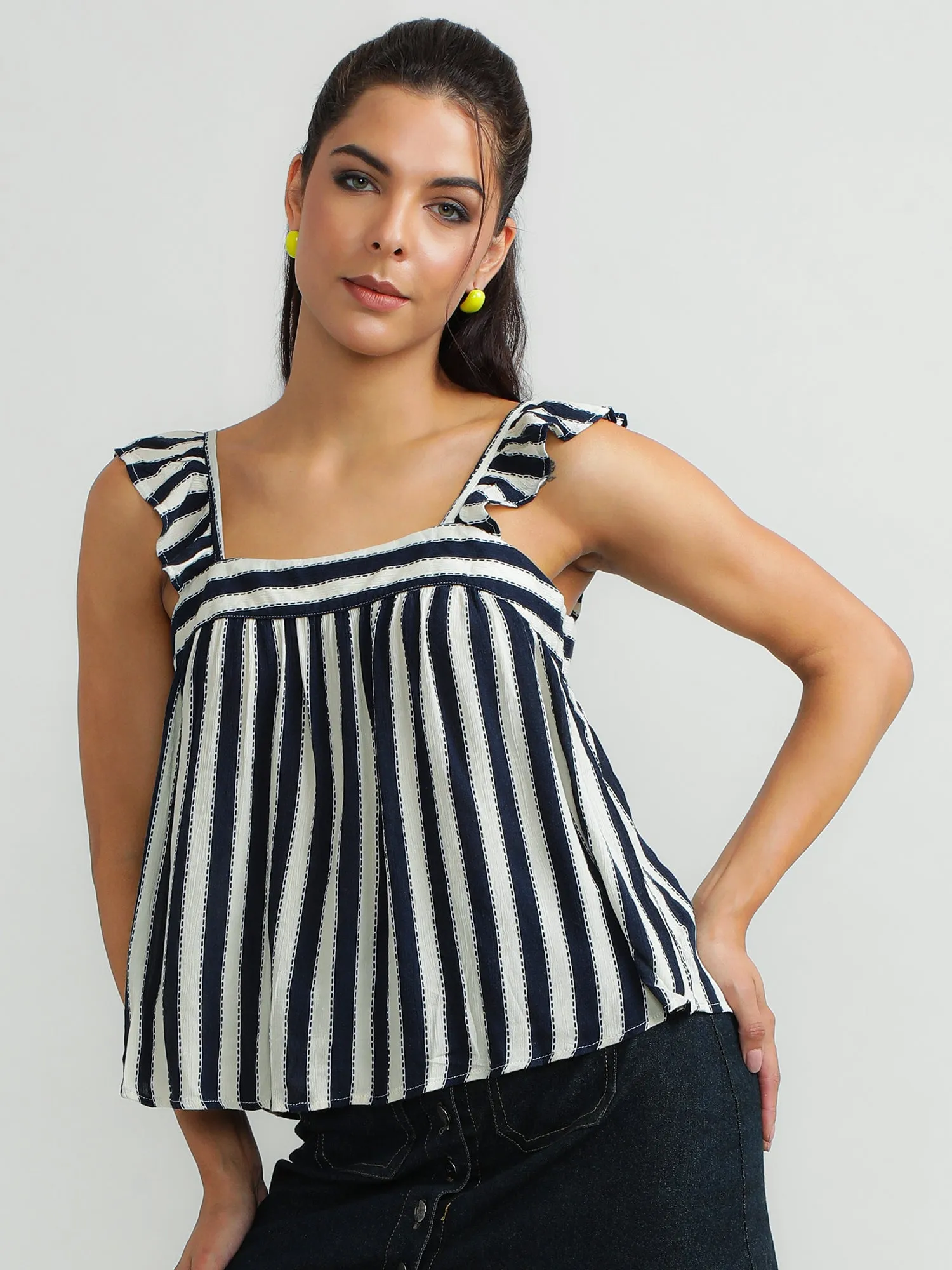 Women Viscose Navy Stylish Top
