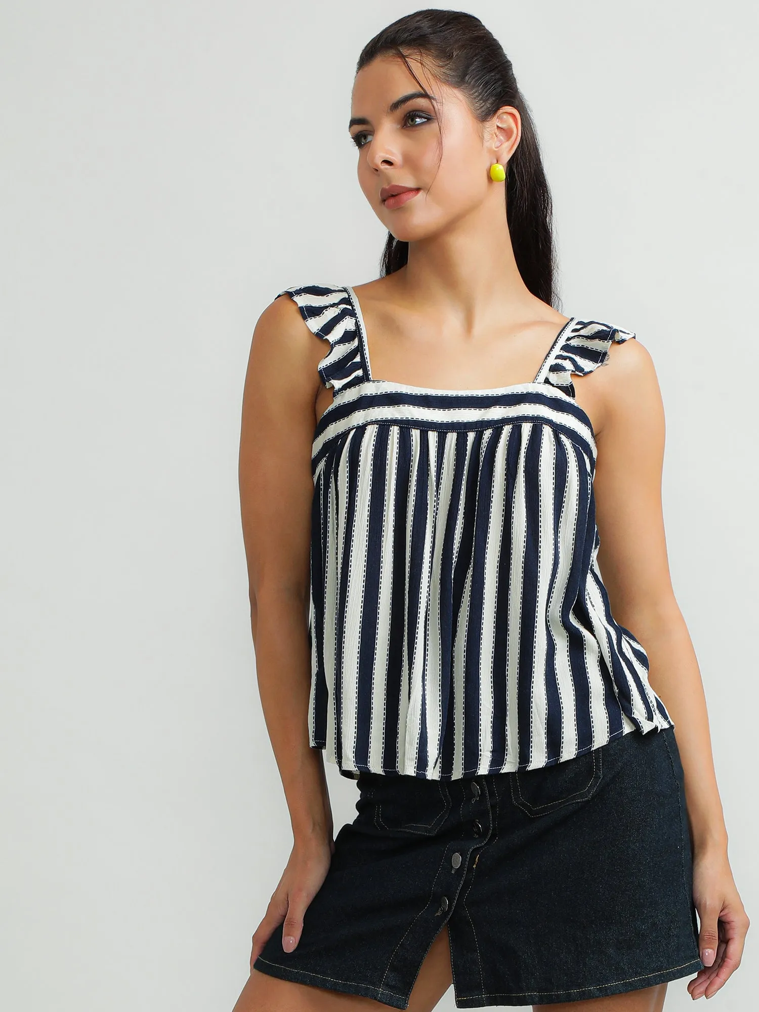Women Viscose Navy Stylish Top