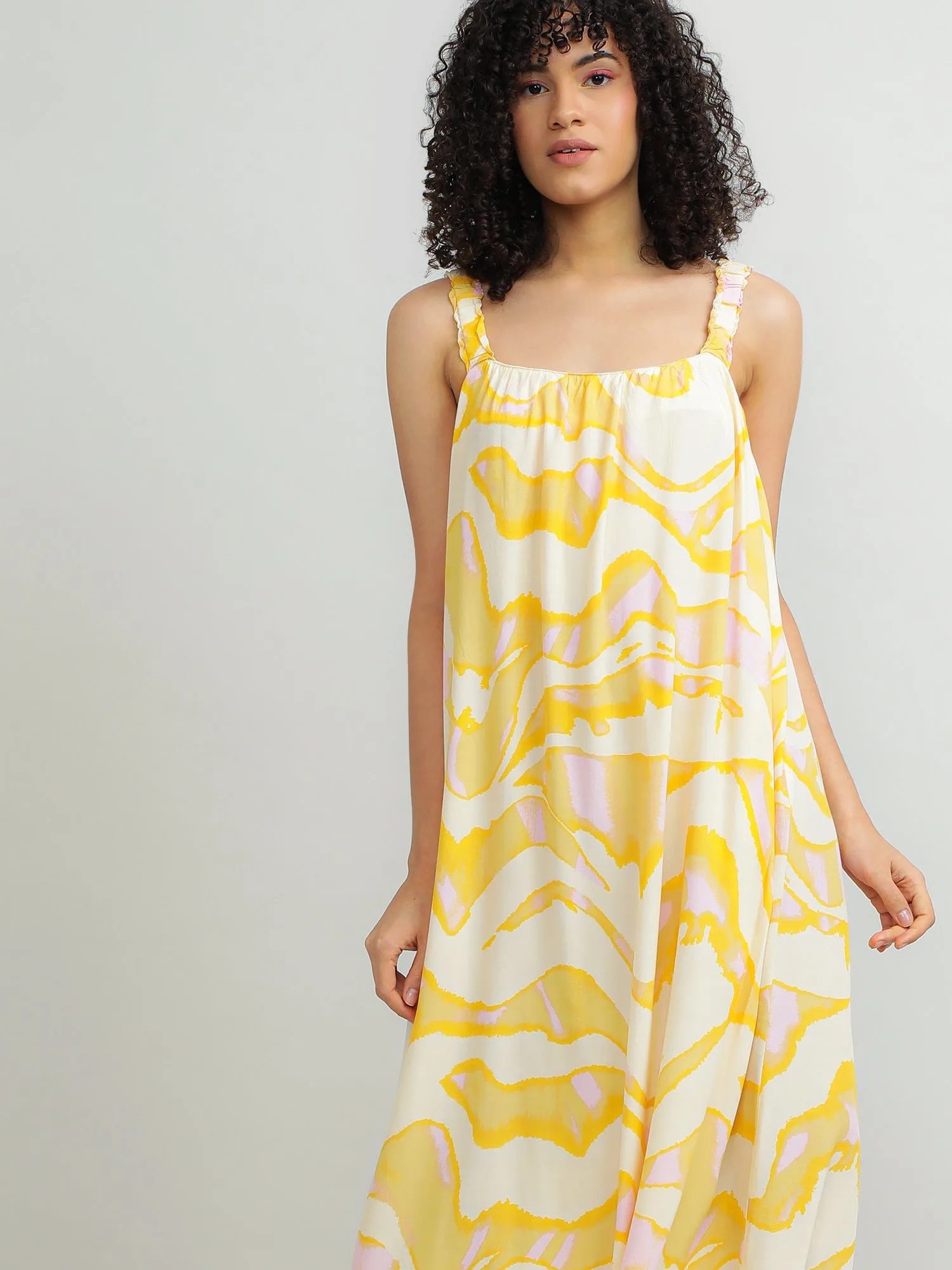 Women Viscose Yellow Dress