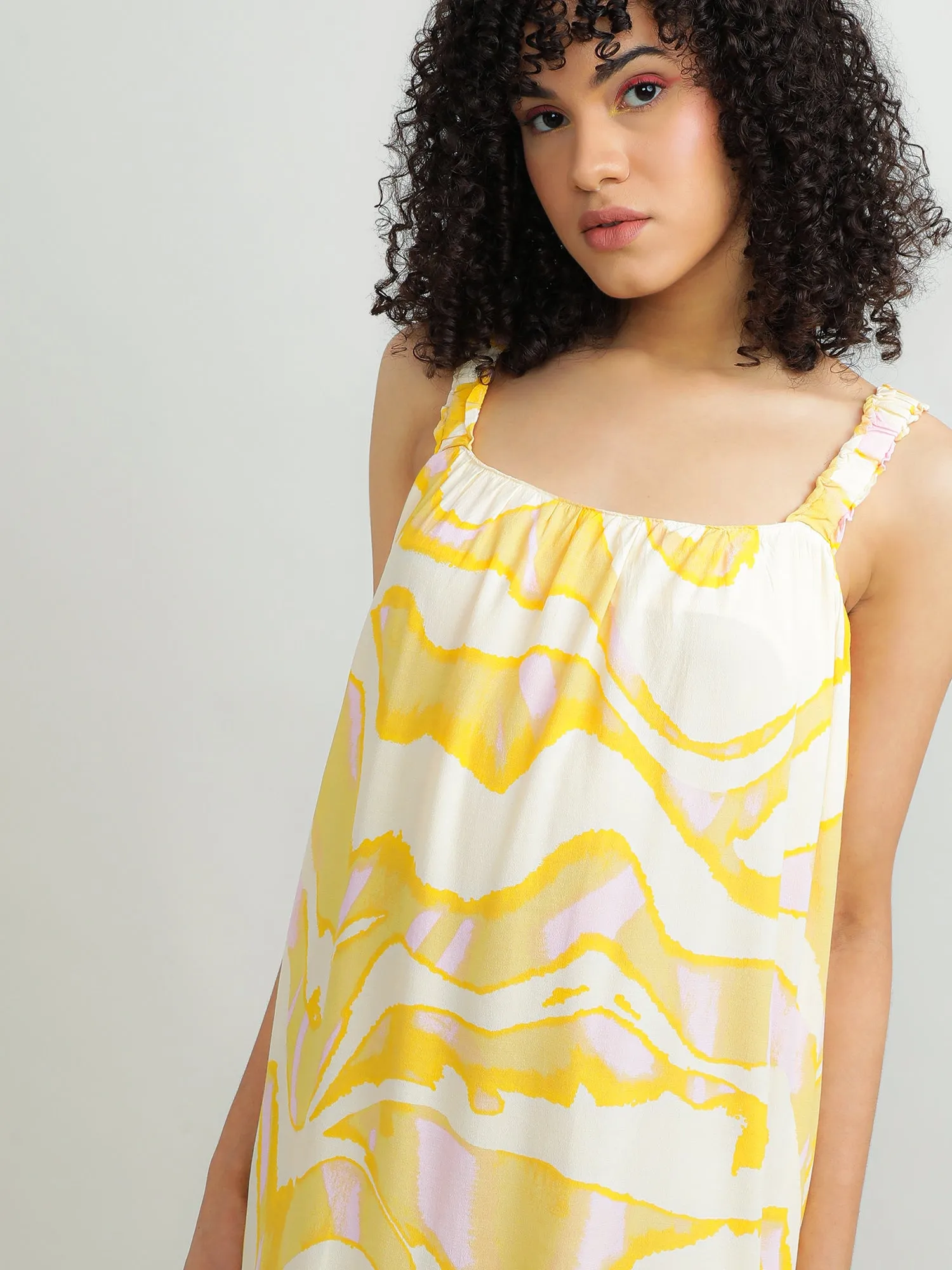 Women Viscose Yellow Dress
