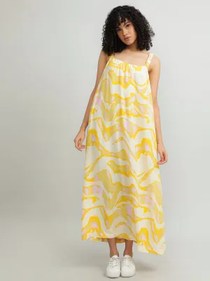 Women Viscose Yellow Dress