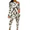 Women's Fashion Printed Shoulder Long Sleeve Hem Split Top Suit Features: