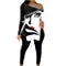 Women's Fashion Printed Shoulder Long Sleeve Hem Split Top Suit Features: