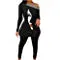 Women's Fashion Printed Shoulder Long Sleeve Hem Split Top Suit Features:
