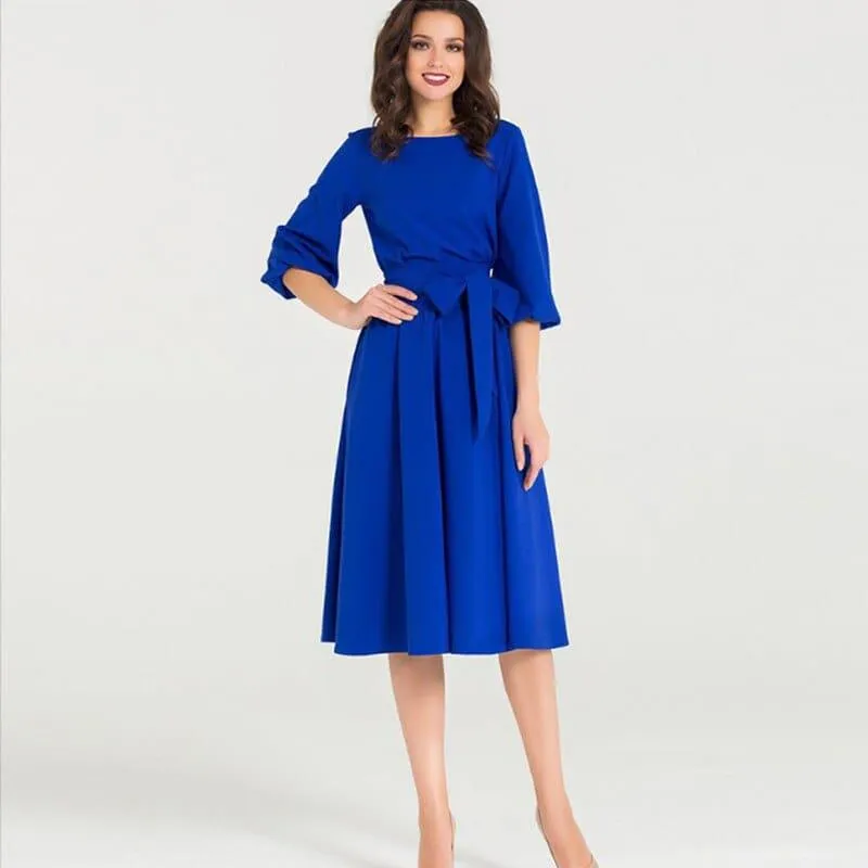 Women's Solid Color High Waist A Line Dresses