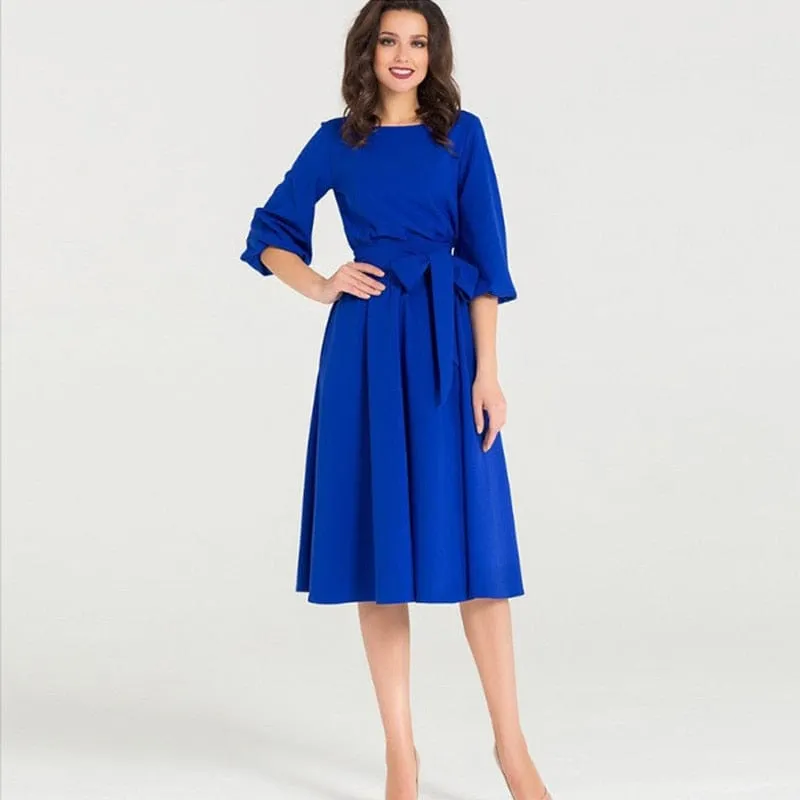 Women's Solid Color High Waist A Line Dresses