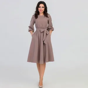 Women's Solid Color High Waist A Line Dresses