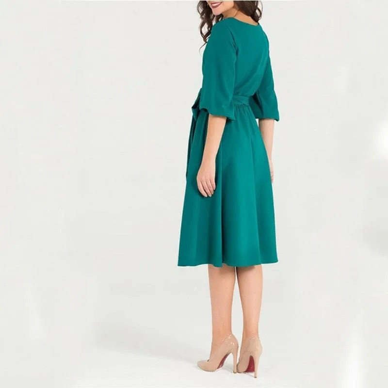 Women's Solid Color High Waist A Line Dresses