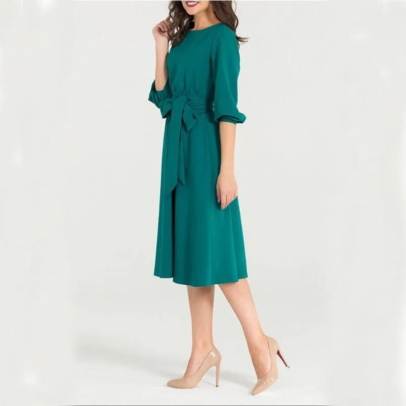 Women's Solid Color High Waist A Line Dresses