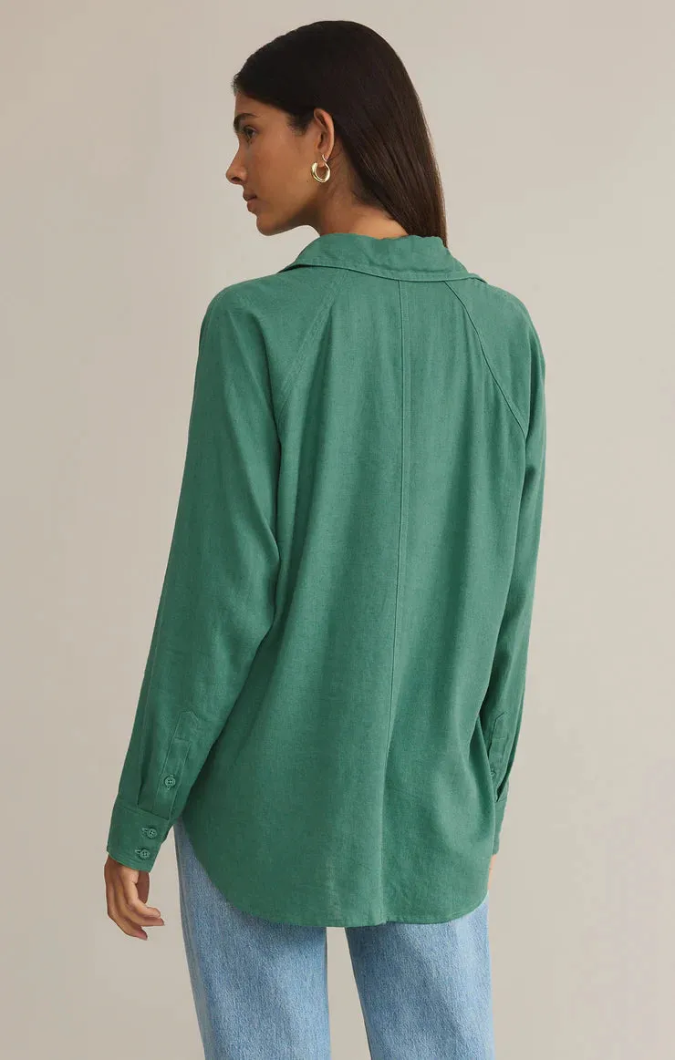 Z Supply | The Perfect Linen Top - Botanical Green